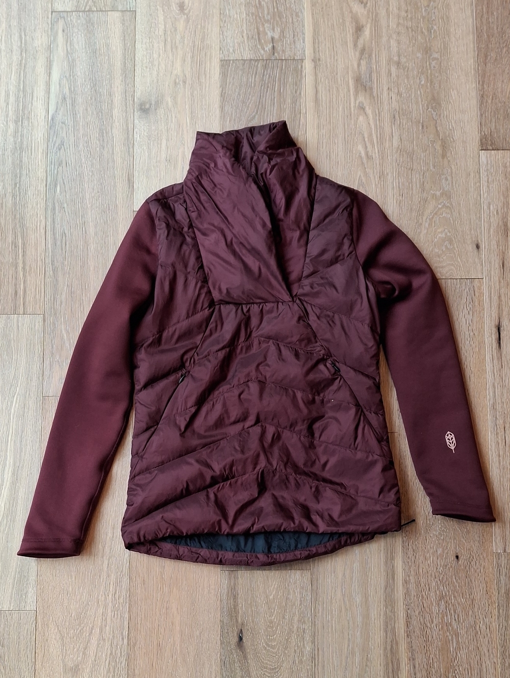 Indygena Women's Burgundy Quilted Pullover Puffer Jacket Sz XS